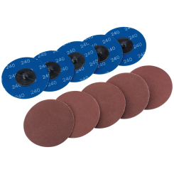 Draper Aluminium Oxide Sanding Discs, 75mm, 240 Grit (Pack of 10)