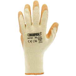 Draper Heavy Duty Latex Coated Work Gloves, Extra Large, Orange (Pack of 10)