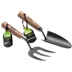 Draper Carbon Steel Heavy Duty Hand Fork and Trowel Set with Ash Handles (2 Piece)