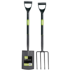 Draper Carbon Steel Garden Fork and Spade Set, Black