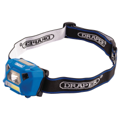 Draper Rechargeable COB & XP-E LED Head Torch, 3W, 200 Lumens