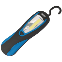Draper COB LED Work Light with Magnetic Back and Hanging Hook, 3W, 200 Lumens, Blue, 3 x AA Batteries Supplied 