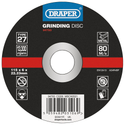 Draper DPC Metal Grinding Disc, 115 x 6 x 22.23mm