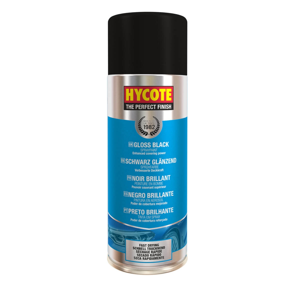 Hycote Gloss Black Spray Paint (Pack Of 12) 400Ml Xuk0272