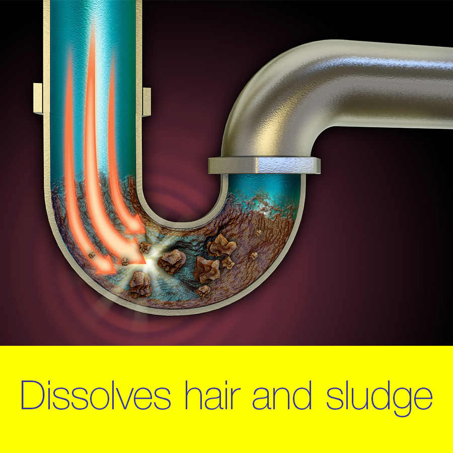 Dissolves hair and sludge