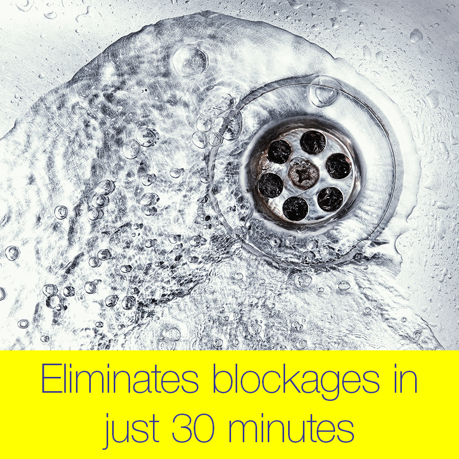 Eliminates blockages in just 30 minutes