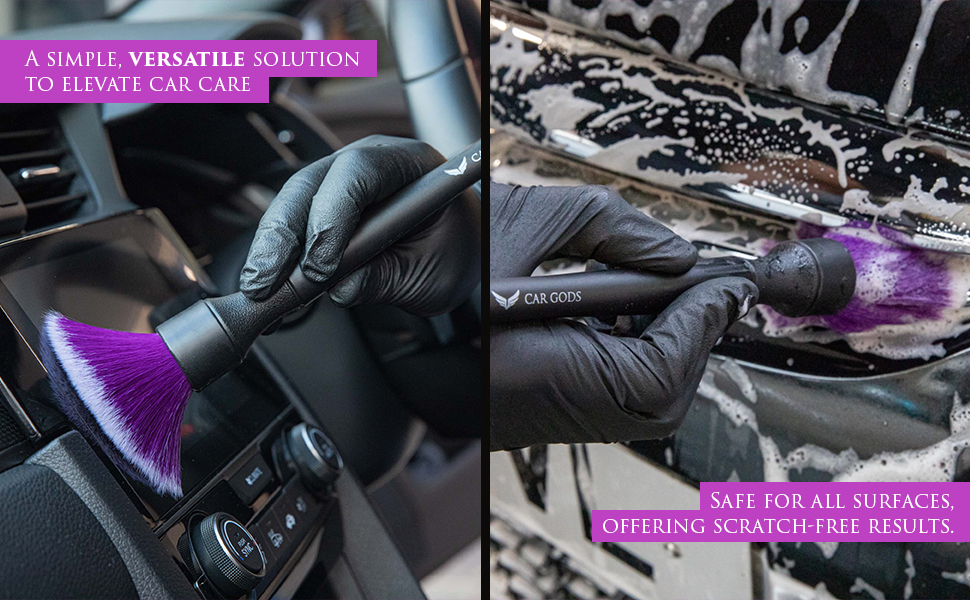 Elevate your car care with a simple, versatile solution: Car Gods Feathertip Detailing Brushes. This set of two ultra-soft detailing brushes have been designed exclusively for Car Gods.