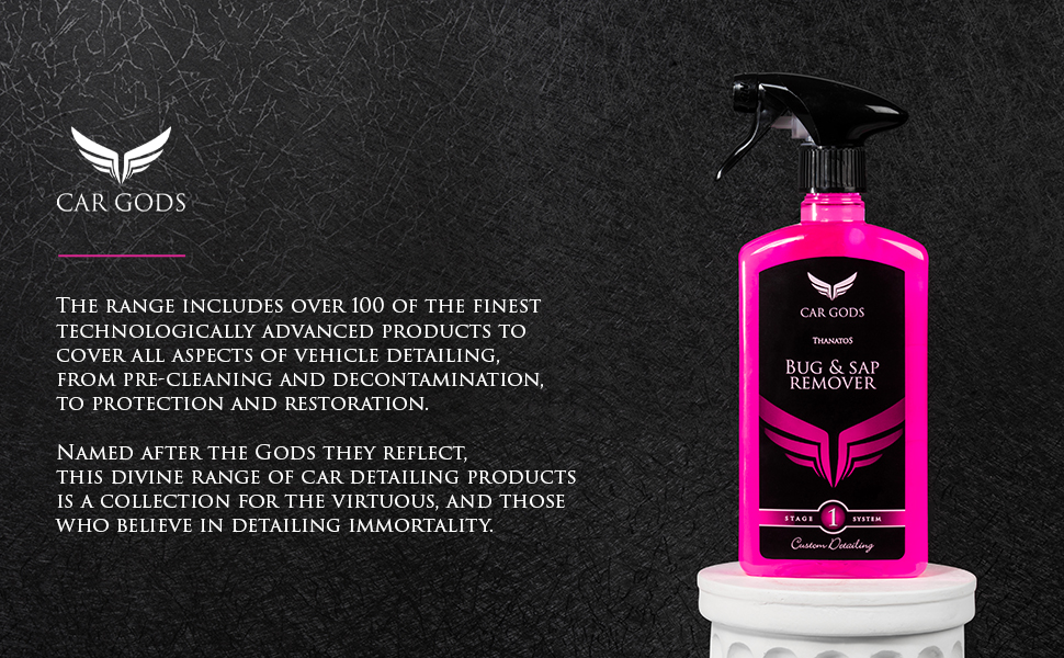 The Car Gods range includes over 100 of the finest technologically advanced products, covering all aspects of vehicle detailing. From pre-cleaning and vehicle decontamination to protection and paintwork restoration. This collection of luxury car detailing products are named after the Gods they reflect.
