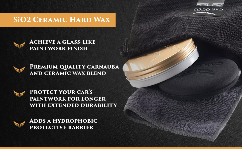 SiO2 Ceramic Hard Wax. Protect car paintwork for longer with a hydrophobic protective barrier from a premium carnauba and ceramic wax blend..