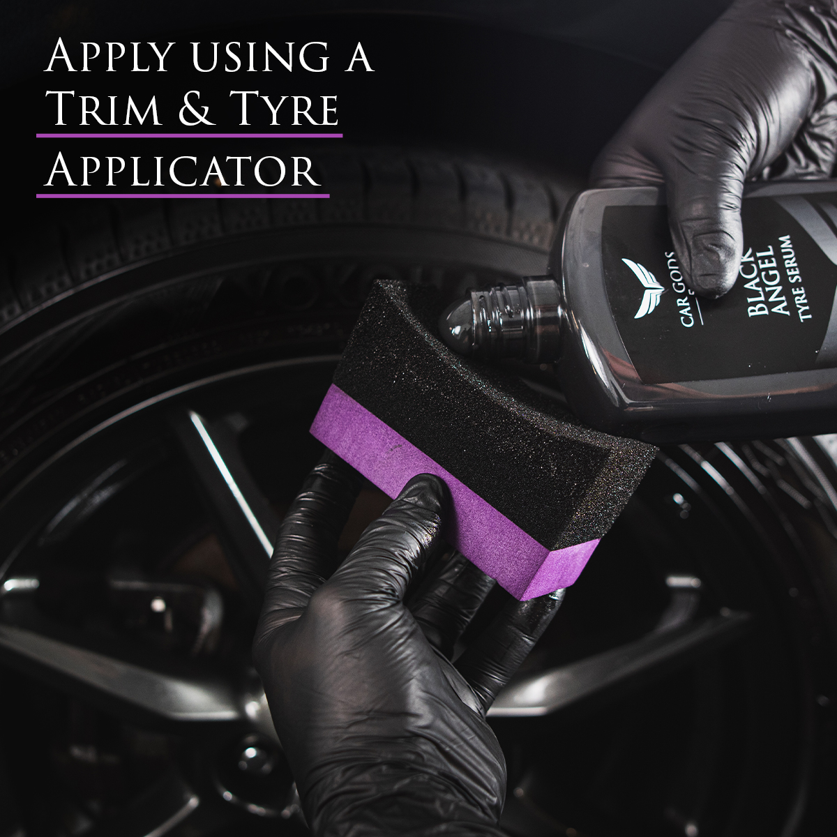 Can be applied using a microfibre cloth or a Trim & Tyre Applicator
