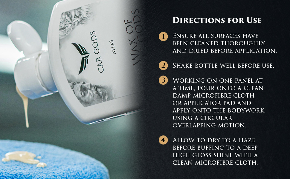 Image shows Car Gods Wax of The Gods being applied to a blue microfibre wax applicator pad.