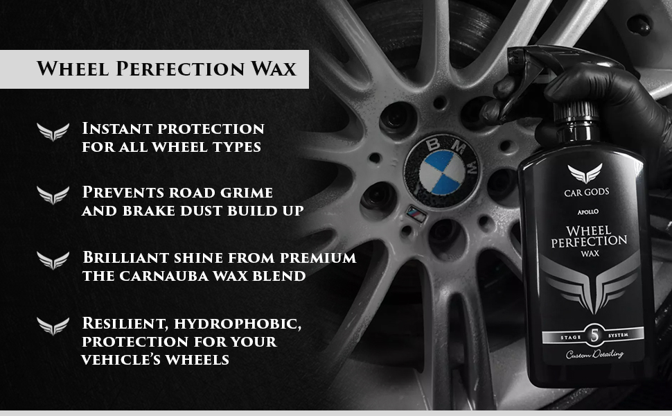 Wheel Perfection Wax. Instant protection for all wheel types that prevents road grime and brake dust build up. Apply a resilient, hydrophobic, brilliant shine with the premium, protective carnauba wax.