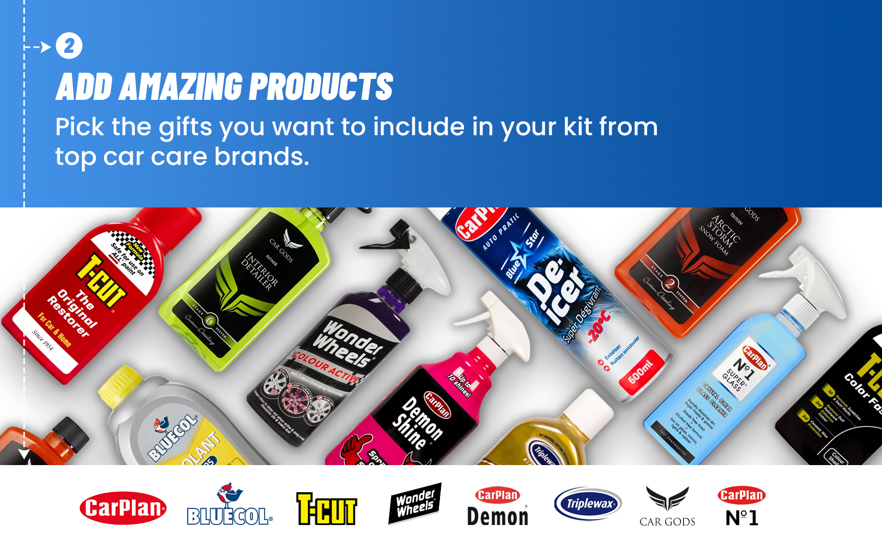 Step 2 - Add amazing products. Pick 6 products to include. Image of top car care products.