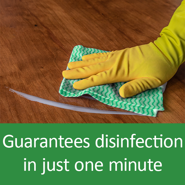 Guarantees disinfection in just one minute