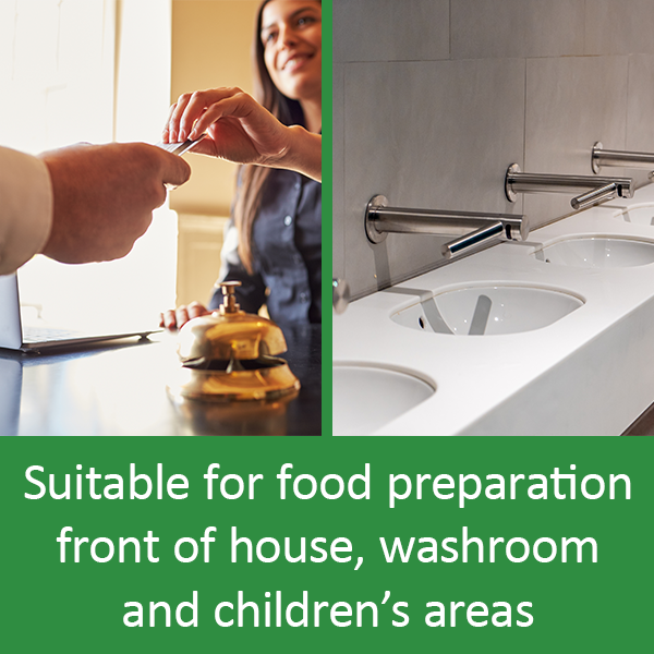 Suitable for food preparation, front of house, washroom and children's areas