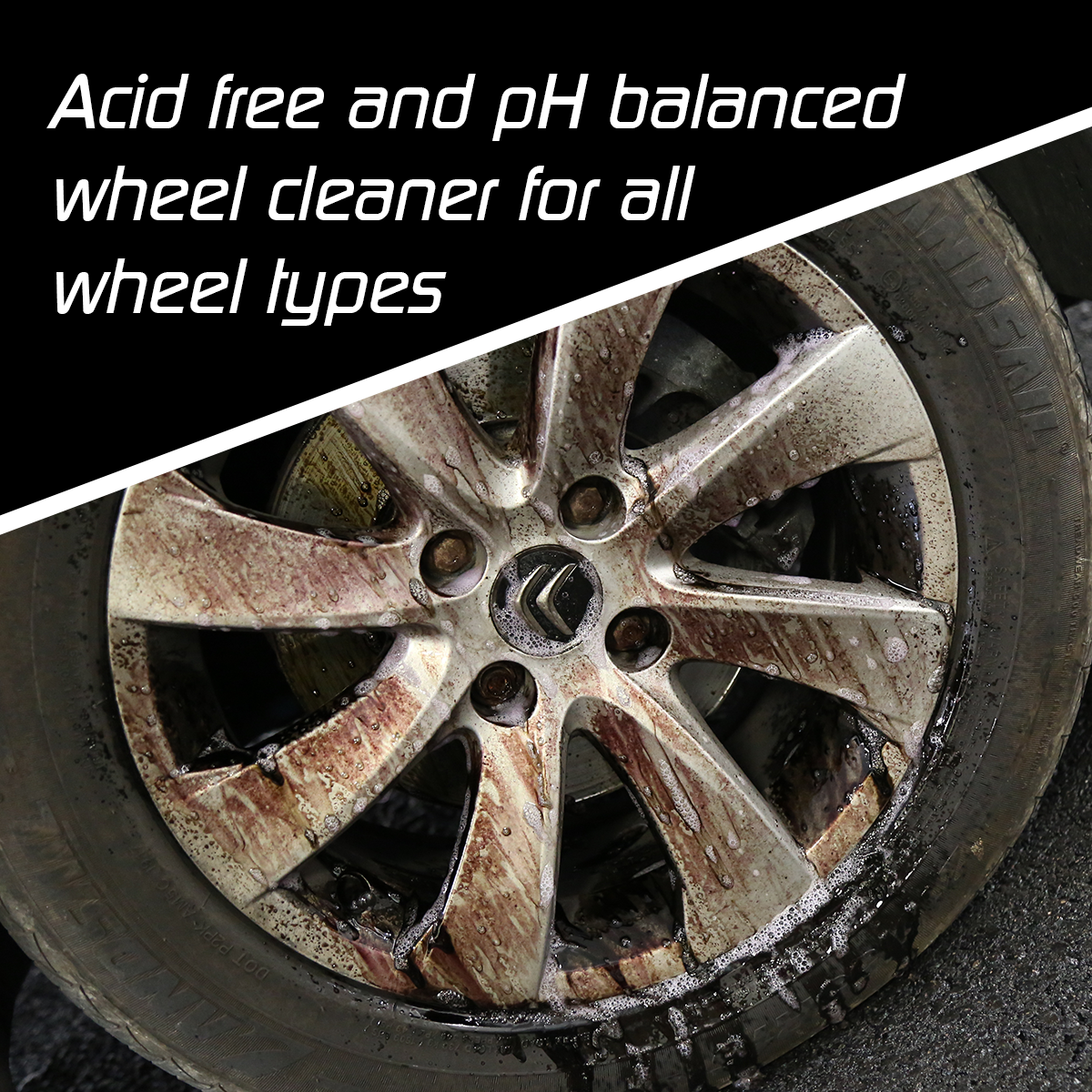 Acid free and pH balanced wheel cleaner for all wheel types
