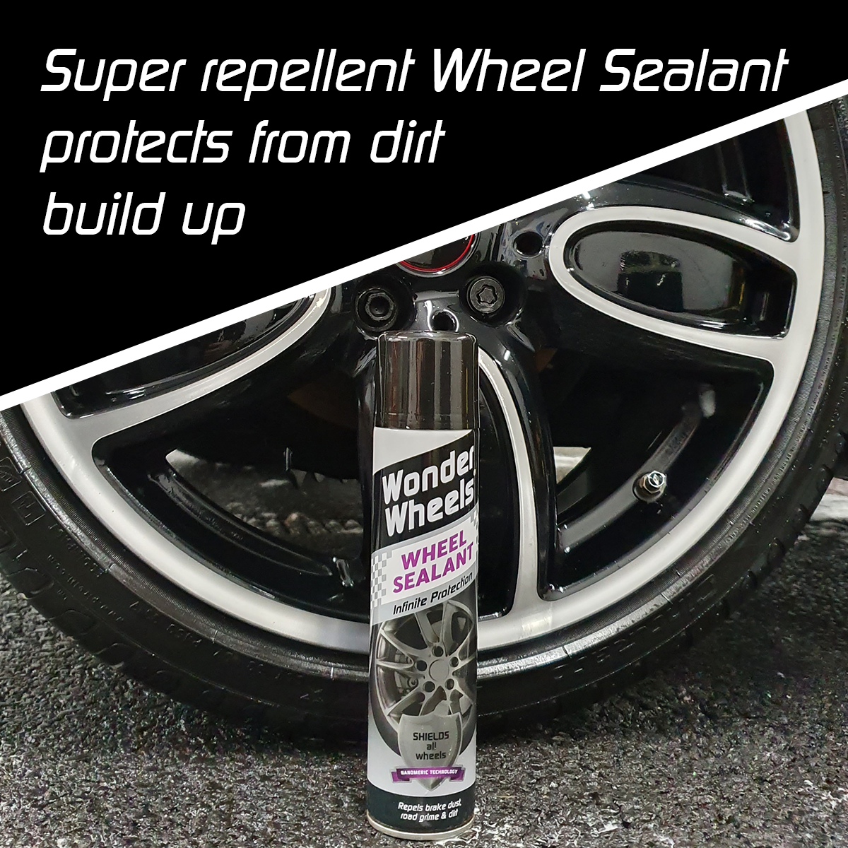 Super repellent wheel sealant prevents dirt build up