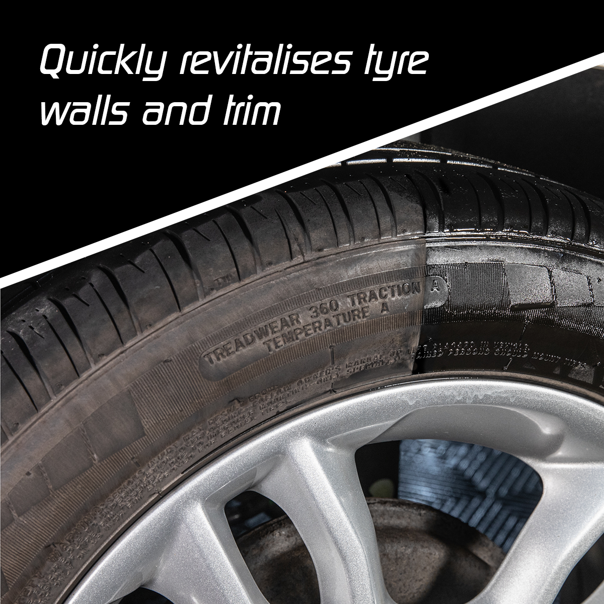 Quickly revitalises tyre walls and trim