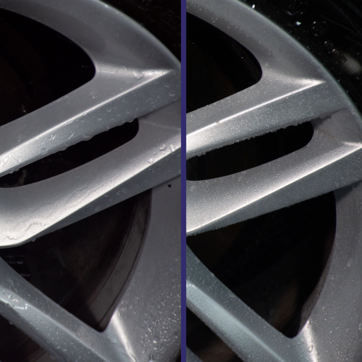 before and after of Wonder Wheels Wheel Sealant